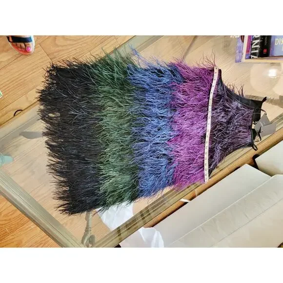 Cynthia Rowley Ivy Ombre Ostrich Feather Dress Sz M RETAIL $795 NWT - Picture 10 of 10